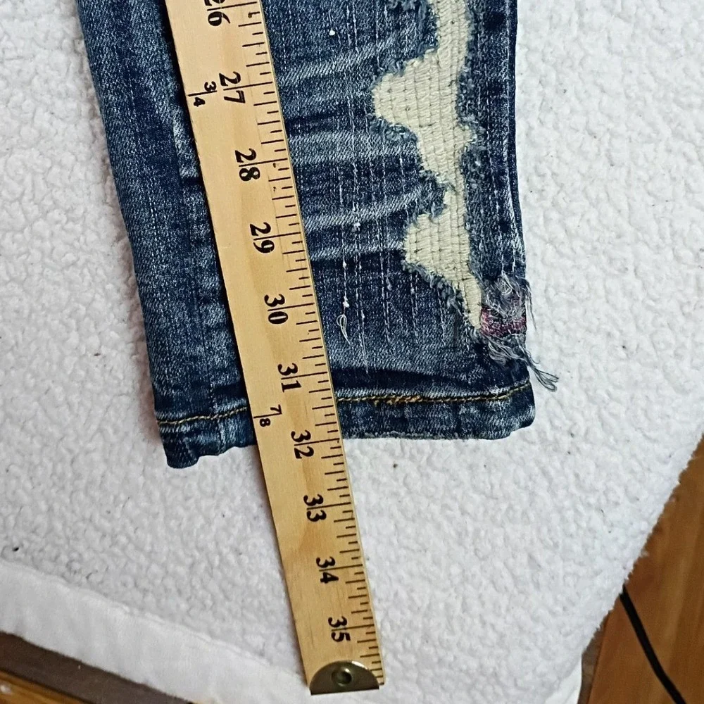 Valabasas Jeans Distressed Patchwork Men 30 Blue Slim Stacked Streetwear Denim